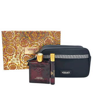 Versace Eros Flame Cofanetto Profumo Eau De Parfum Spray 100 ml, Profumo Travel Spray 10 ml e Pochette