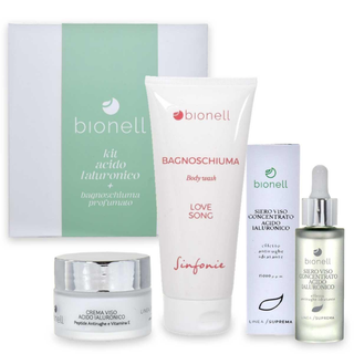 Bionell Kit Acido Ialuronico Crema Viso 75 ml + Siero Viso Concentrato 30 ml + Bagnoschiuma 200 ml
